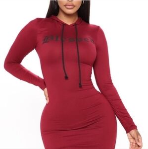 BLESSED Hoodie Sweater, Shapely Knit Dress, Floor Length, Stretch, L